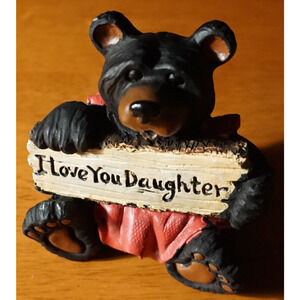Black Bear Figurine Statue Lodge Cabin Rustic Home Decor I Love You Daughter New